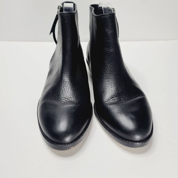 J. Crew Black Frankie Pebbled Leather Ankle Boots size 8 1/2 - Picture 2 of 15